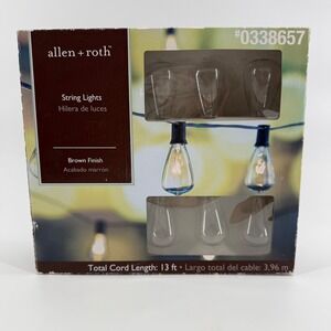Allen + Roth 13ft Brown Finish Indoor‎ Outdoor String Lights 10 Bulbs 0338657